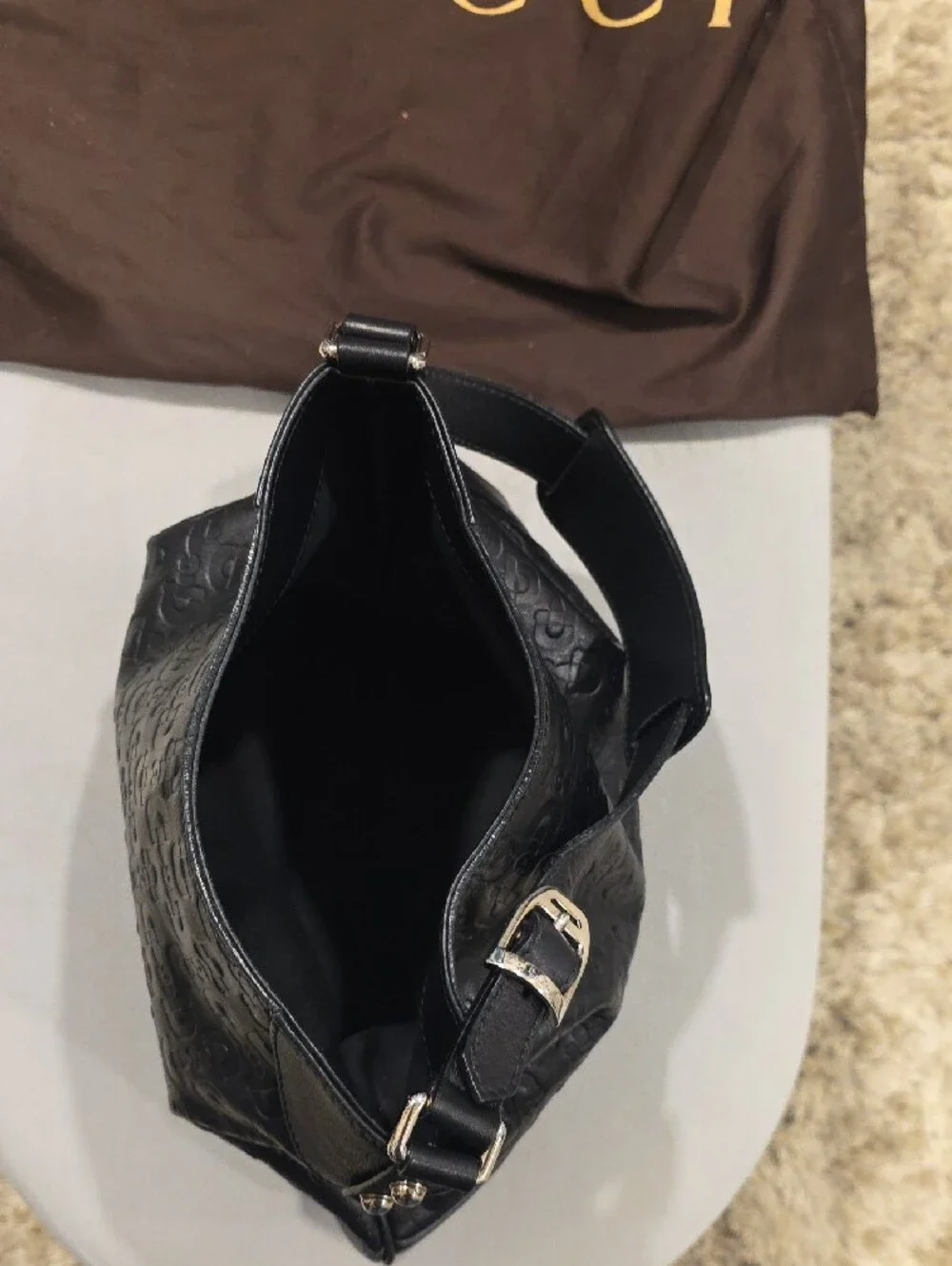 Gucci Black Monogram Hobo Bag